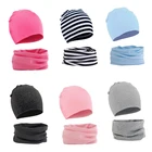 2 шт.компл., мягкая хлопковая детская шапка, шарф, однотонный цвет, Осень-зима, теплая шапка для маленьких мальчиков и девочек, шапочки, детская шапка