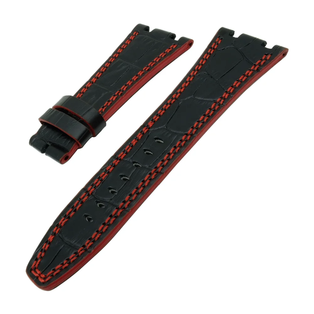 Black Red Line Для Audemars ручной работы 28 мм из натуральной кожи ручной работы ремешок для часов AP для Piguet+ винт+ Инструменты - Цвет ремешка: Black Red Line