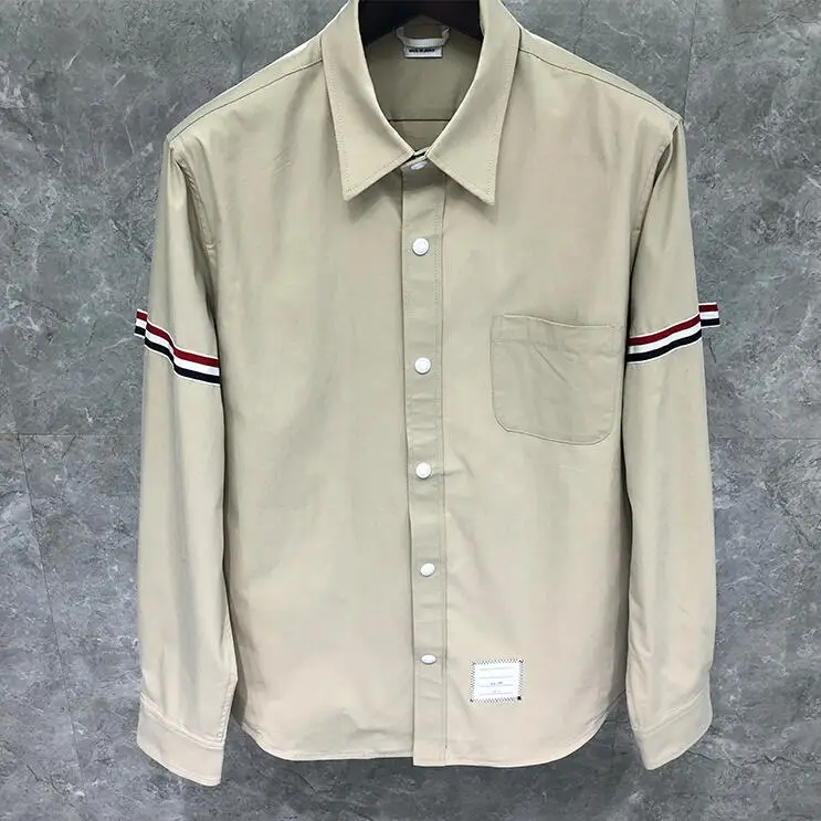 Мужская джинсовая куртка TB THOM Повседневный Кардиган в полоску с отложным