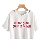 Женская футболка с коротким рукавом, свободный кроп-топ в готическом стиле с надписью go to the hell, Повседневная футболка в стиле Харадзюку,