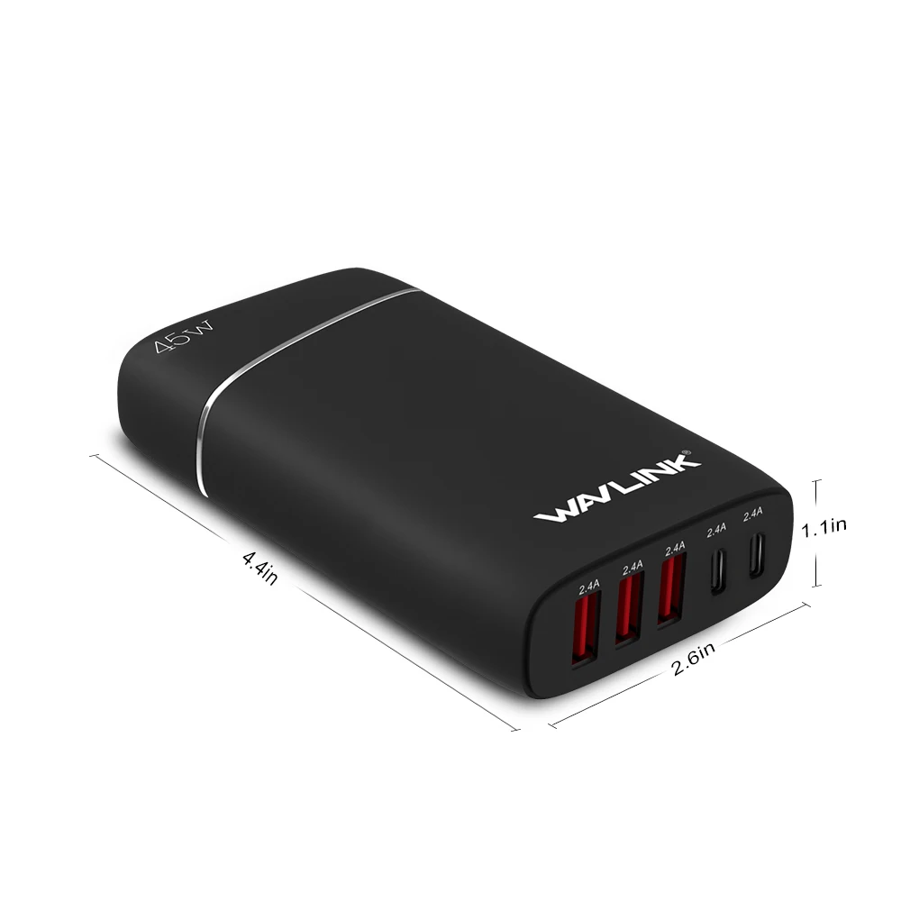 WAVLINK 45 Вт/9A 5 портов USB зарядное устройство адаптер Высокоскоростной USB 3,0 настенное зарядное устройство/Портативная/настольная зарядная станция для телефона