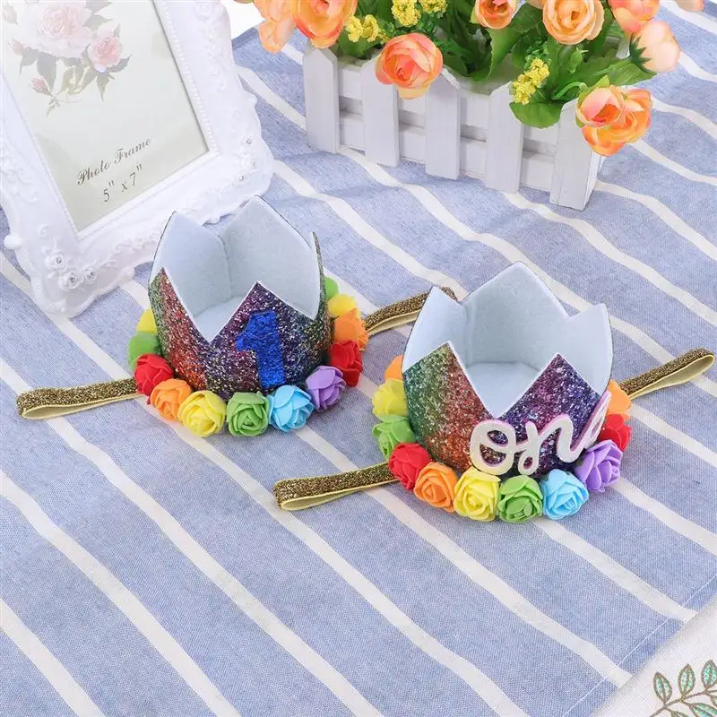 

1pc Baby Headband Colorful Flowers Crown Sweet Elastic Headband Hair Band Headwear Headwrap for Birthday Party