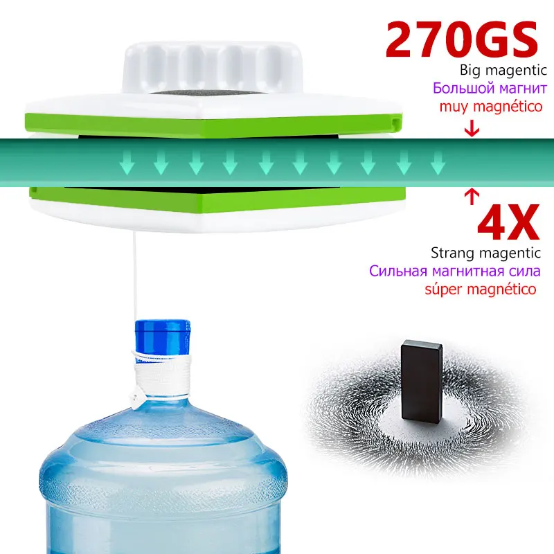 Cepillo de vidrio magn&eacute;tico de doble cara para limpieza de ventanas, herramienta de limpieza del hogar, cepillo limpiador de ventanas magn&eacute;tico-2
