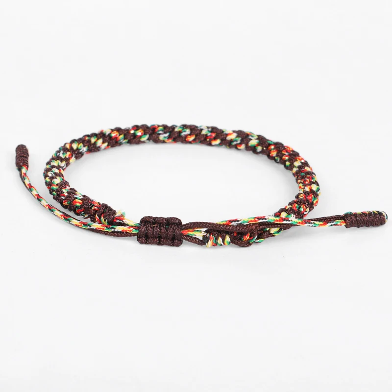 Тибетский буддийский регулируемый браслет ручной работы веревочный на удачу для