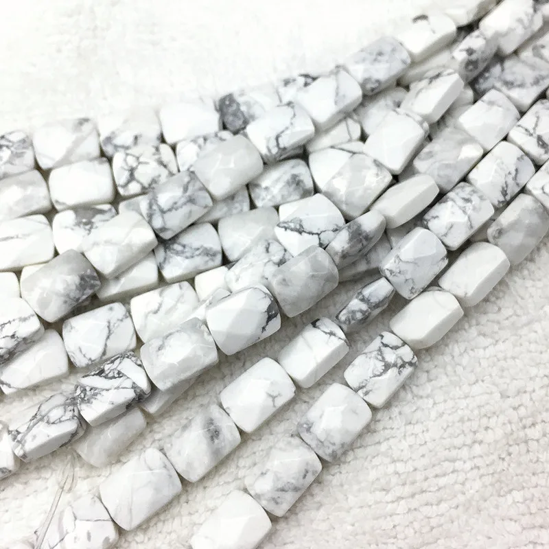 Hot Sale Faced By Hand Teardrop shape 8 X 11 mm Nature Howlite Square Beads 19-20cm/str For Jewelry Making Fashion Stone | Украшения и