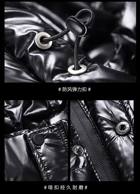 Silver Male Shiny Winter Fashion Warm Man Parka Waterproof Jacket Men Casual Coat Streetwear Windbreaker