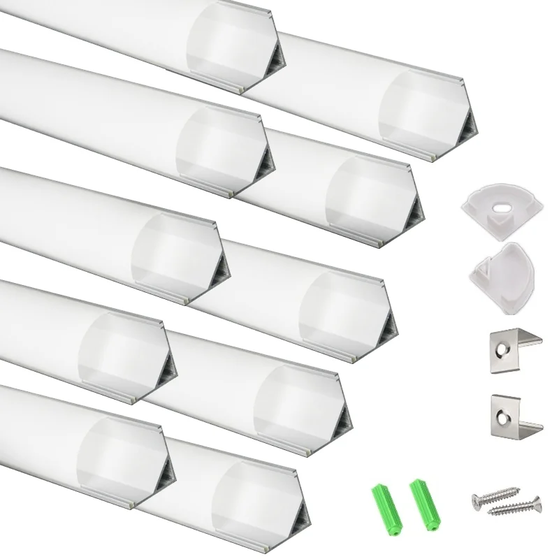 

10 шт. в упаковке, 2 метра, футов, зеркальный молочный диффузор V-образной формы, настенный уголок шкафа, 10 мм лента светильник профиль