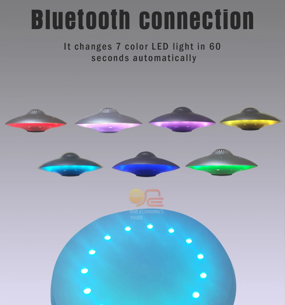 Магнитная левитационная лампа НЛО беспроводной динамик с Bluetooth плавающий на 360 °
