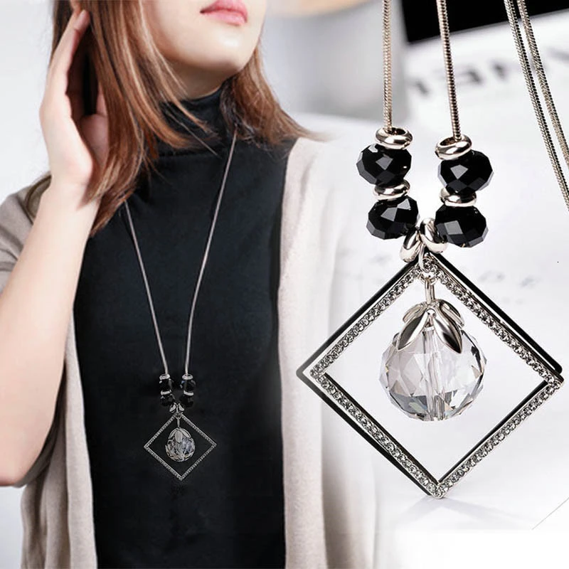 Геометрические Длинные ожерелья и подвески из бисера для женщин Модная