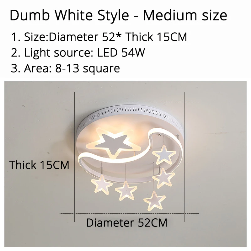 white 52cm 54w 8070 Акриловый светодиодный светильник-люстра для детской кровати, кабинета, железная основа, кремниевый Диммируемый пульт дистанционного управления, розовый, белый, осветительная лампа - Цвет абажура: white 52cm 54w 8070