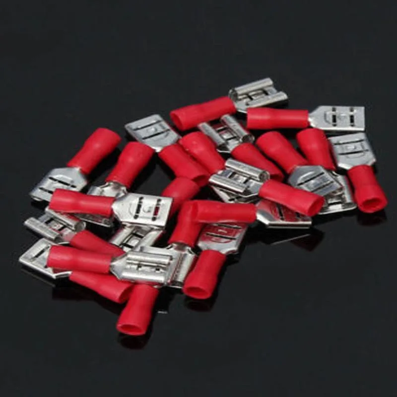 

25Pcs Plug Spring Terminal Ppiece Sheath Female Connector 6.3x0.8mm Plug-In Copper Connector Wiring Cold Press Terminal