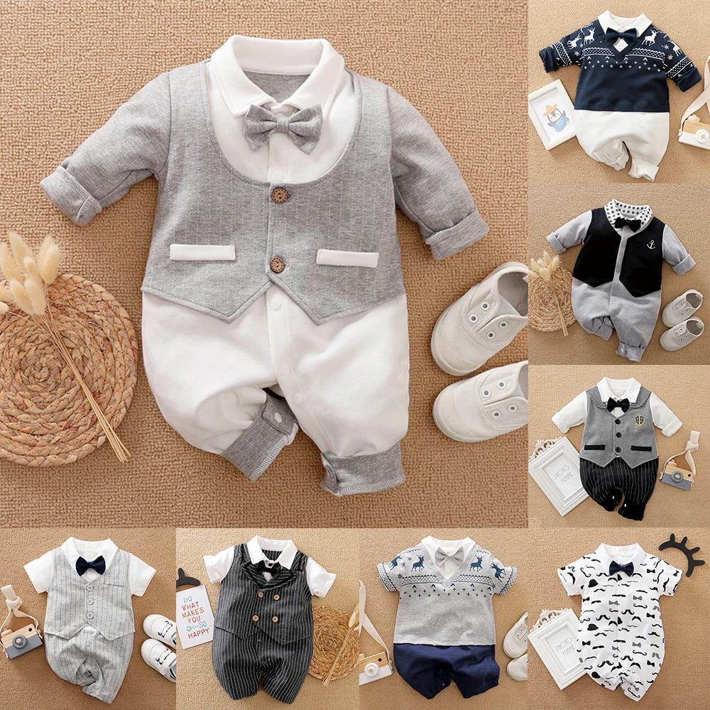 

Handsome Baby Boy Romper Kids Clothes Summer Spring 0-24M Age Infant Gentleman Toddler Newborn Outfits Baby Girls Clothes