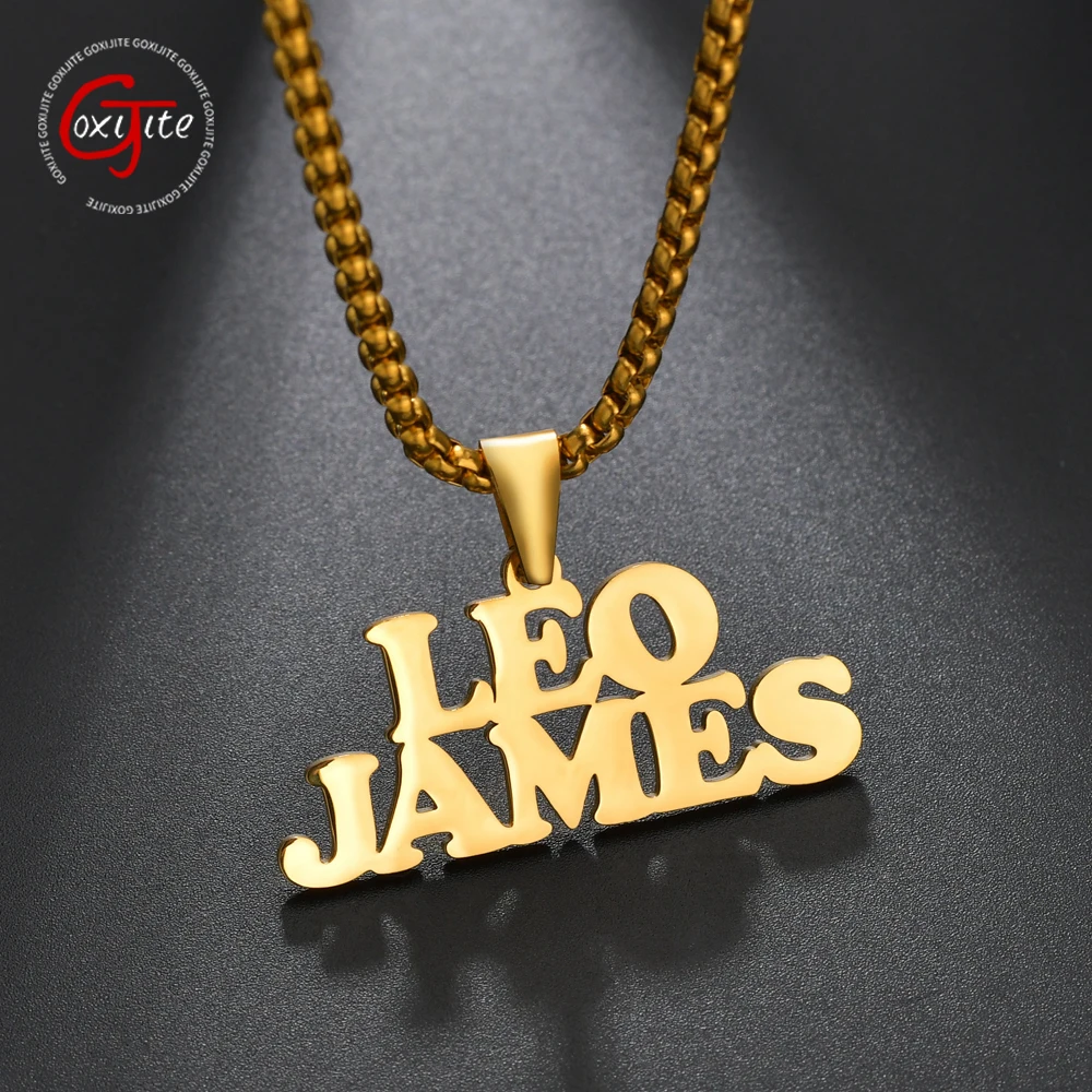 Goxijite персонализированное двойное имя кулон ожерелье для женщин мужчин табличка