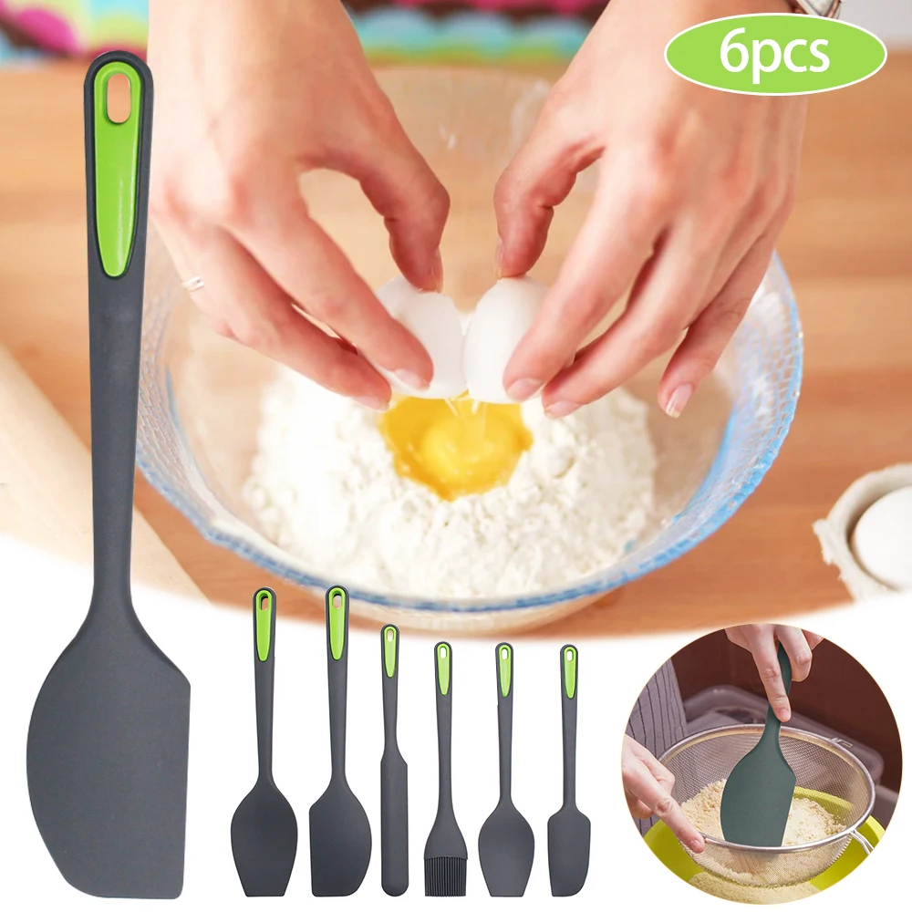 

6PCS Silicone Spatula Set Pastry Scraper Non Stick Butter Spreader Jar Blender Cooking Spatula Kitchen Baking Tools Accessories