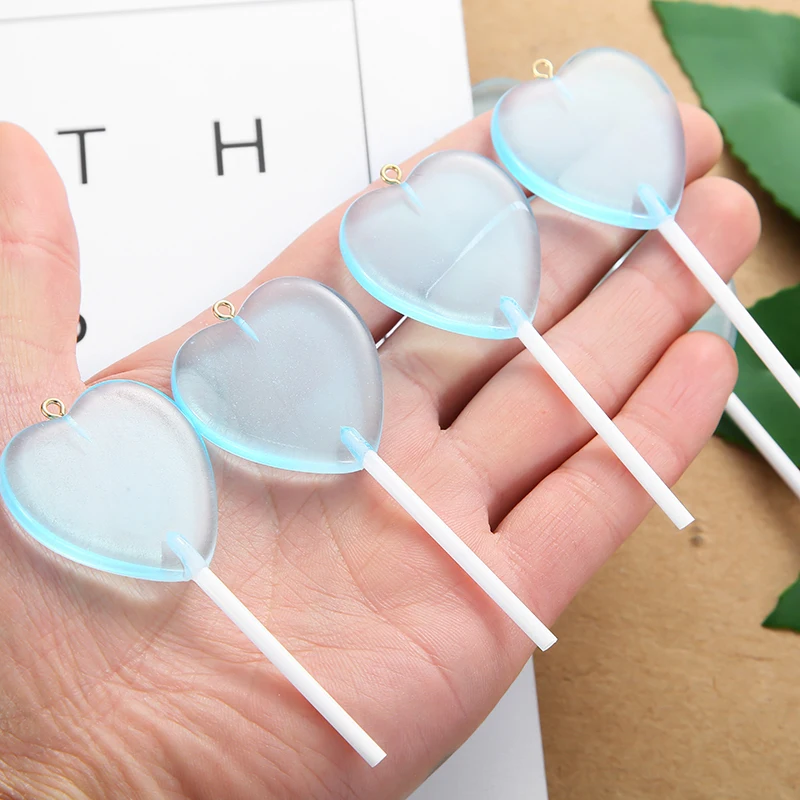 10 шт./лот Разноцветные Подвески из смолы в виде сердца и леденца подвеска сделай