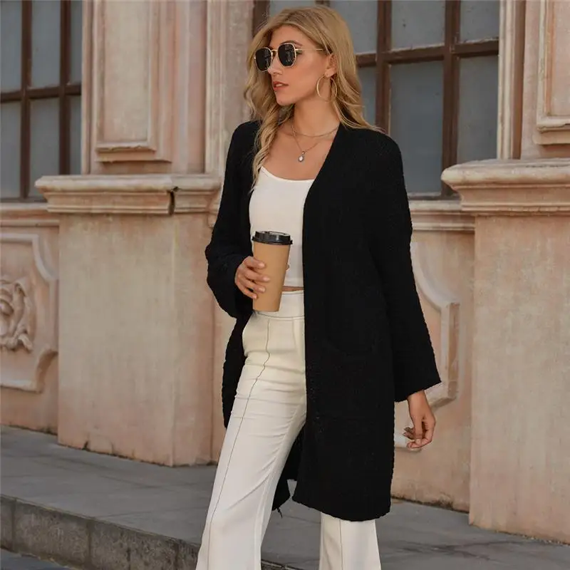 

Sweater New Long Cardigan Knitted Women Stylish Sexy Vintage Jacket Chic Slim Sweaters Women Elegant Loose Streetwear Female