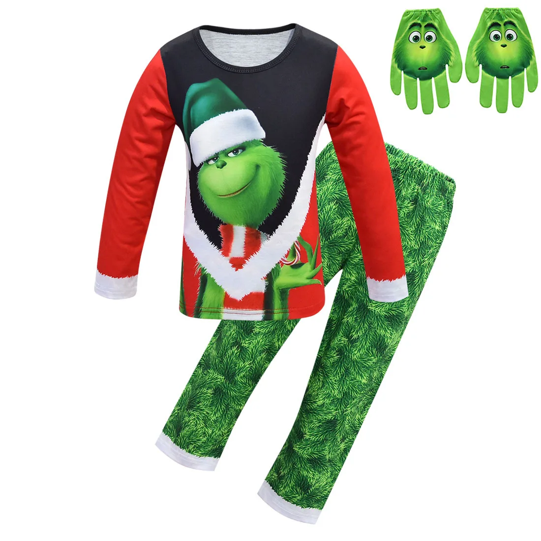 Рождественский пижамный комплект Grinch для мальчиков; Пижама для костюмированной вечеринки; Новинка; Рождественская Детская одежда для сна; комплект домашней одежды для костюмированной вечеринки; Рождественская детская одежда