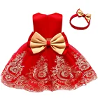 Рождественское платье LZH для маленьких девочек, кружевное платье принцессы для первого года рождения, платье для крещения, Одежда для новорожденных
