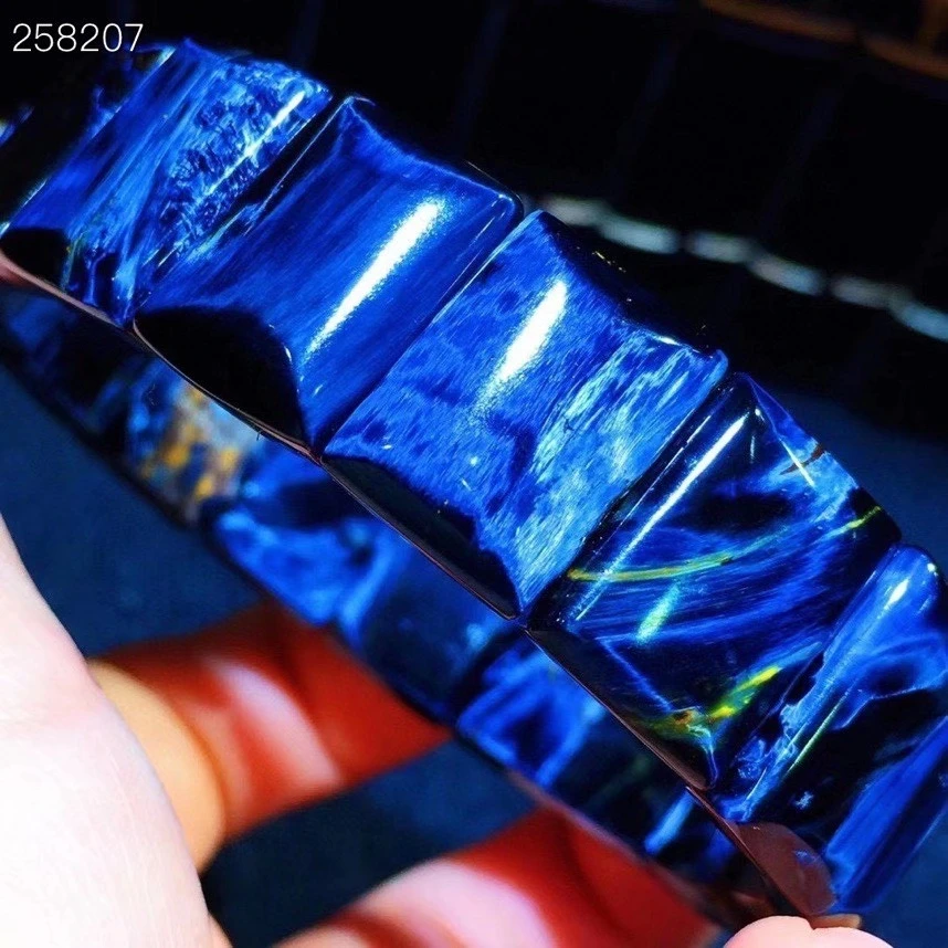 

Genuine Natural Blue Namibia Pietersite Cat Eye Bracelet 14.5x10.5x6mm Gemstone Rectangle Beads Women Men Stretch Crystal AAAAA