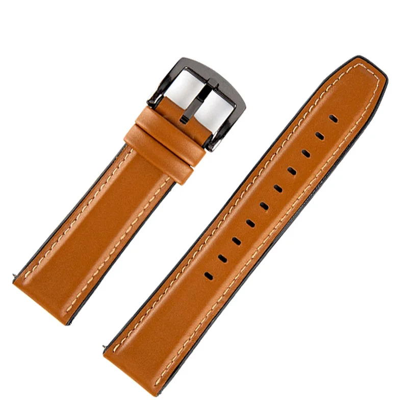 brown black buckle Ремешок из натуральной кожи и силикона для huawei Watch GT Watch 2pro Dream Magic watch ремешок 22 мм смарт-часы браслет - Цвет ремешка: brown black buckle