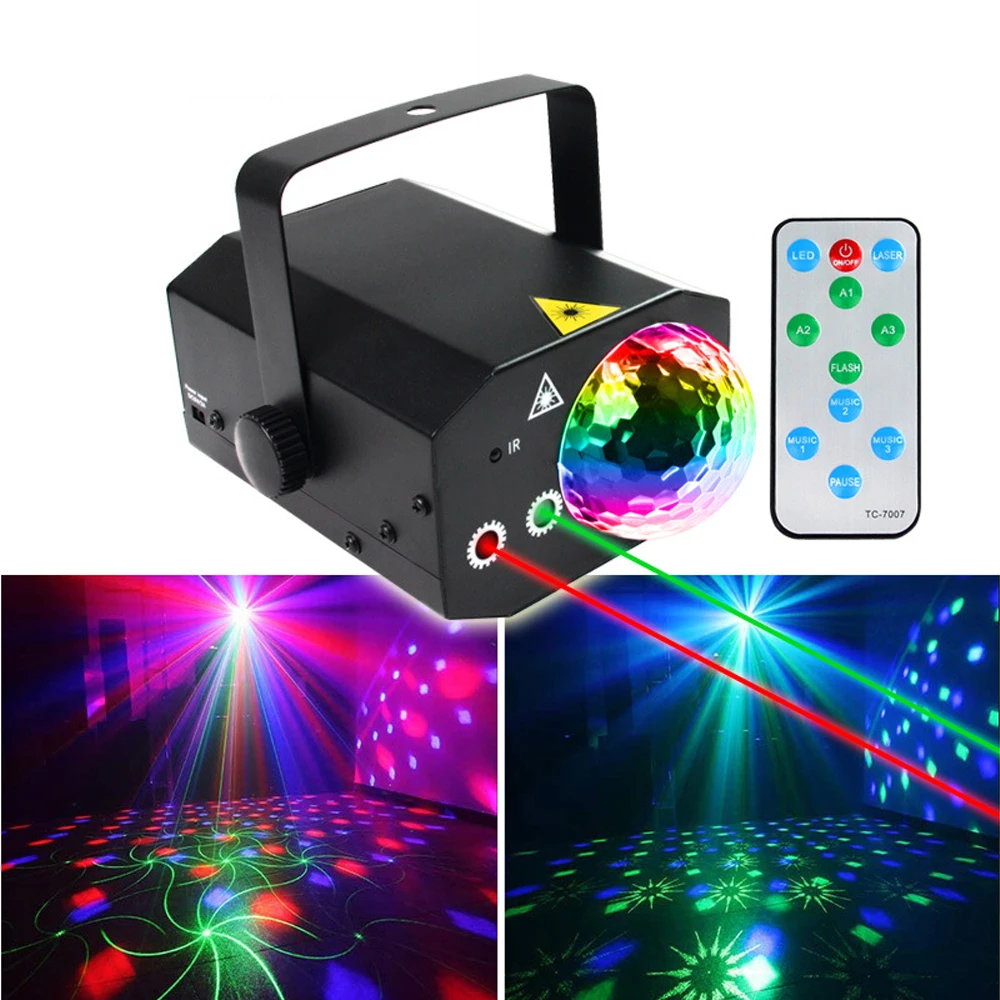 LED Disco Laser Light RGB Projector Party Lights 16 Patterns DJ Magic Ball Laser Party Holiday Christmas Stage Lighting Effect