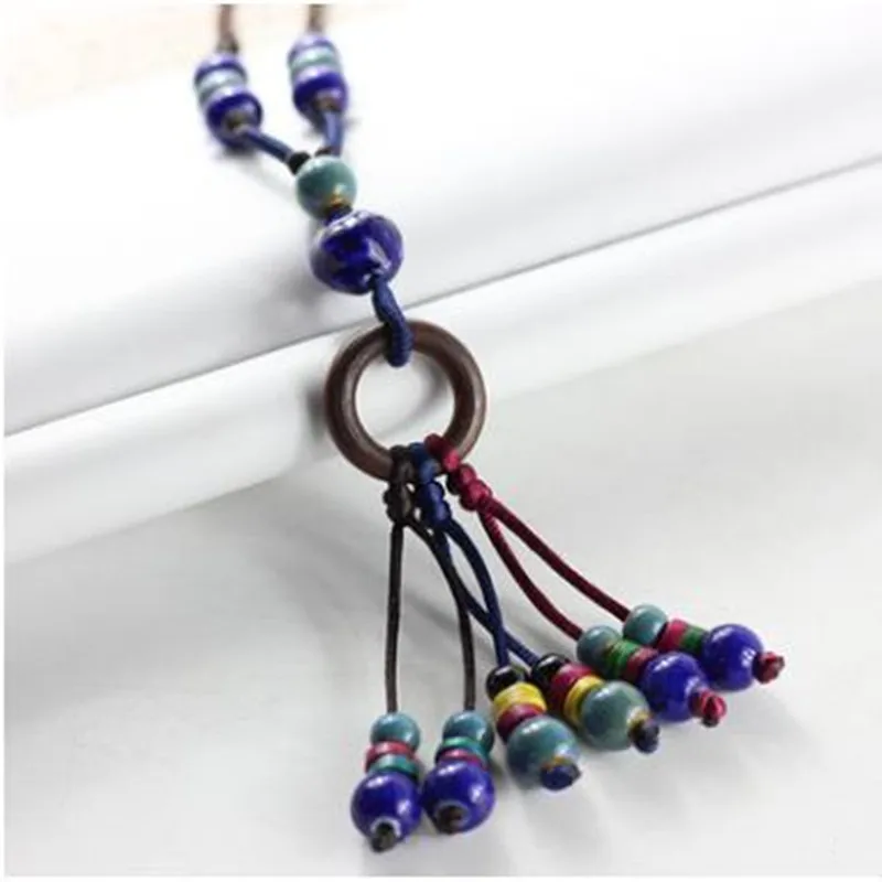 Женское осенне зимнее керамическое Модное Длинное Ожерелье с кисточками женский