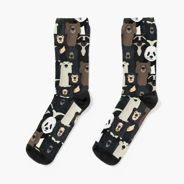 

Bears Of The World Pattern Crew Socks Mens Knee High Best Women Ankle Black