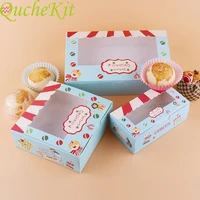 10pcs circus paper cake box cute animal cookie muffin cupcake baking packaging box wedding christmas gift candy soap boxes