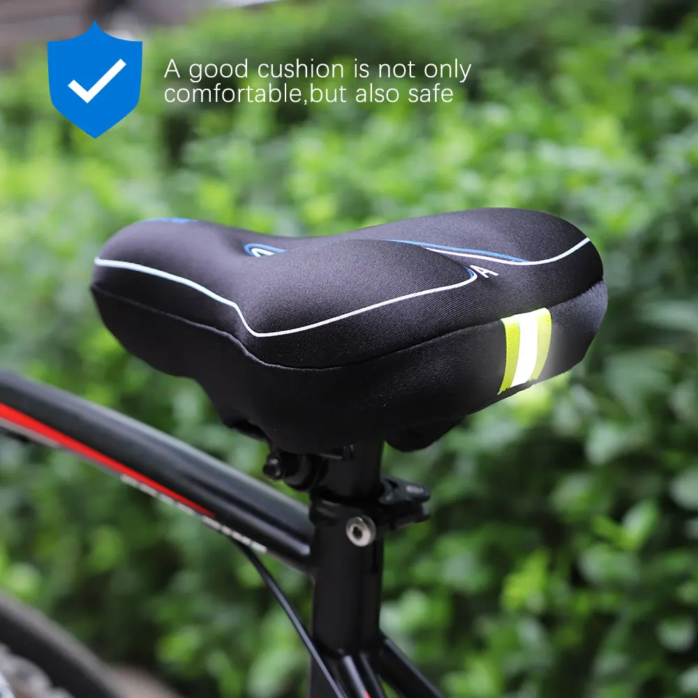 

TERAYSUN Bike Saddle Sponge Cushion PU Leather Surface Silica Filled Gel Comfortable Cycling Seat Shockproof Bicycle Saddle