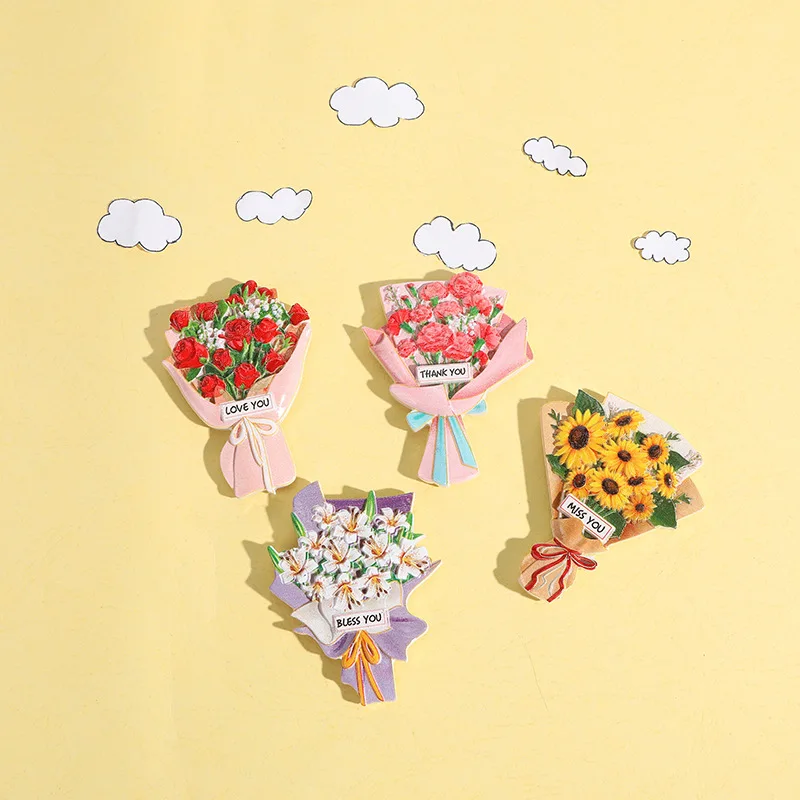 Цветочный букет магнитная наклейка на холодильник 3D имитация смолы для