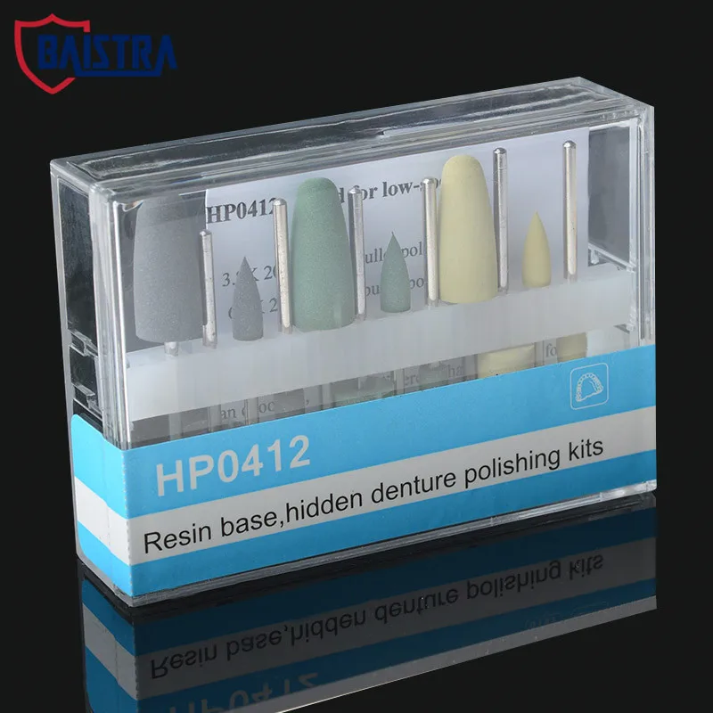 

12pcs/Box Dental Silicone Burs Polishers Resin Base Hidden Polishing Kit HP 0412 for Low Speed Handpiece