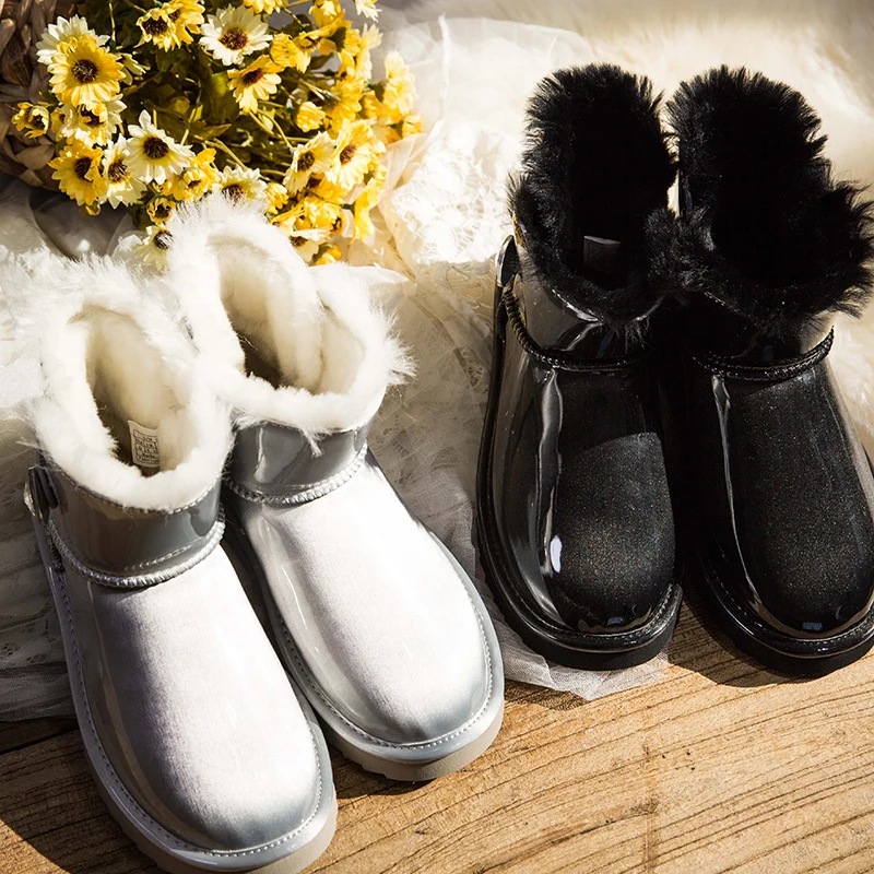 Зимние сапоги женские короткие из овечьей кожи Новинка 2019 года