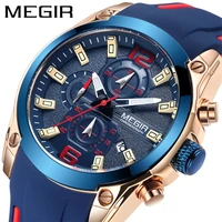 megir fashion new mens three eye luxury rose gold sports quartz watches simple waterproof men sixpin watch personality 2063g