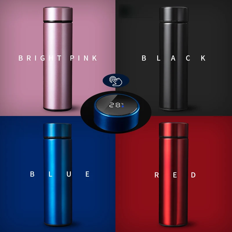 

500ml Water Bottle Thermos Temperature LED Display Smart Vacuum Flask Stainless Steel Portable Fashion Sports Water Cups Kettle