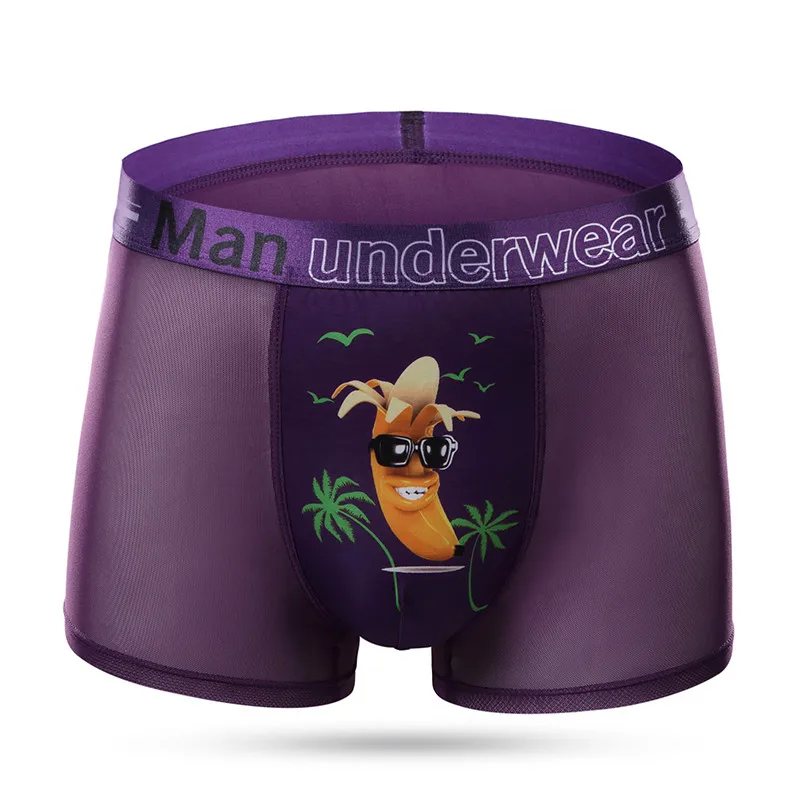 Мужские брендовые новые четырехугловые Трусы из ледяного шелка с принтом