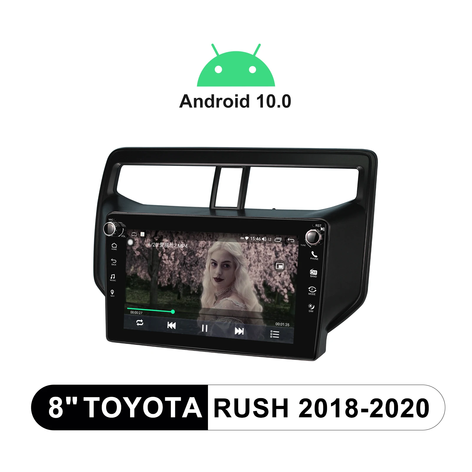 

Android 10.0 System Bluetooth 5.1 Touch Screen 8 Inch Android Auto 1280*720 IPS With Carplay RDS DSP For Toyota Rush 2018-2020