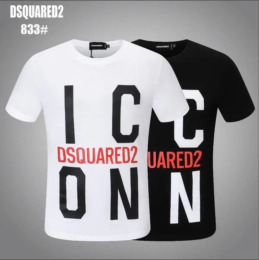 

Authentic Dsquared2 Men's short sleeve T-shirt, cotton, high quality, round neck, letter printing, 833
