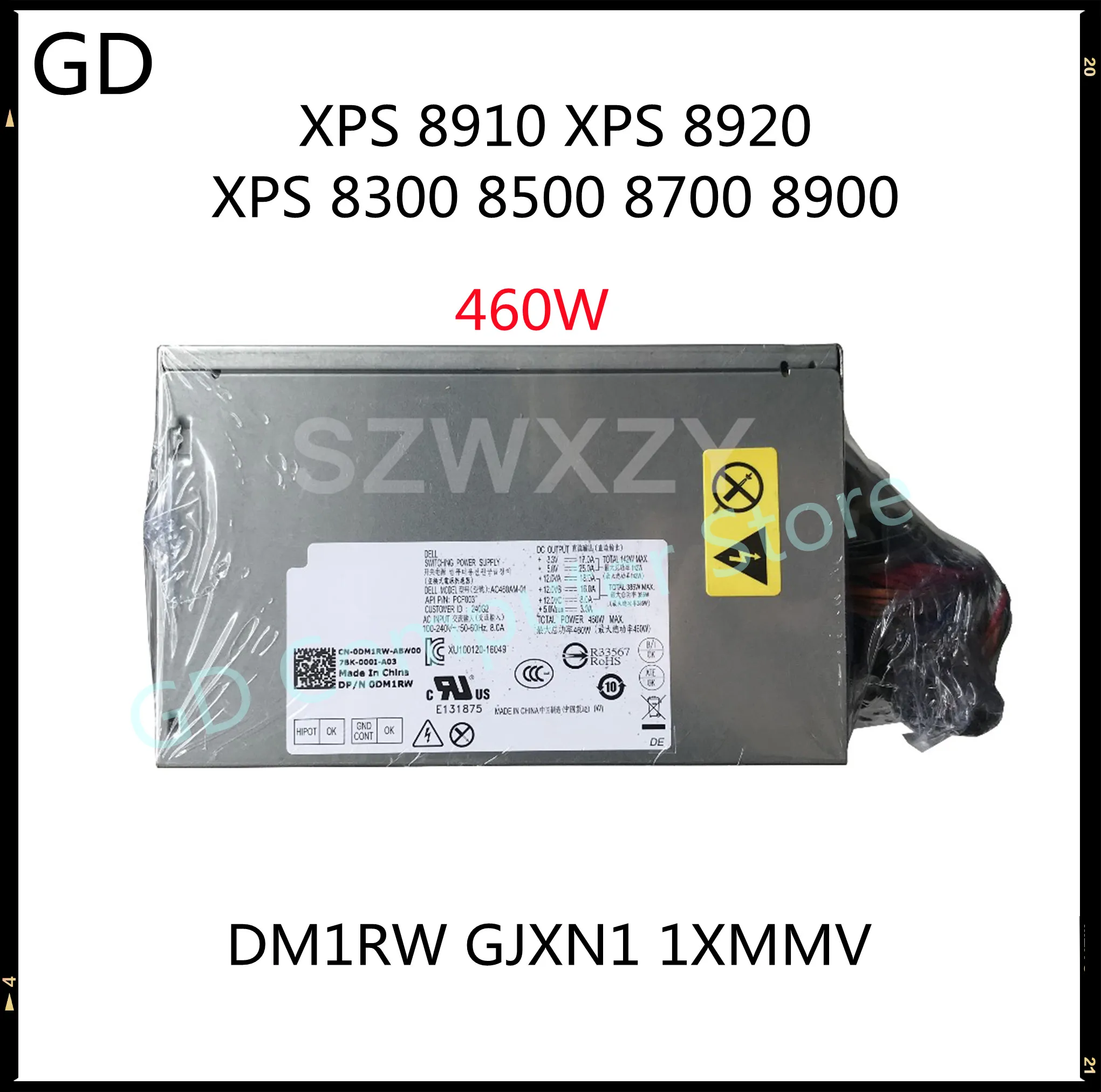 GD Новинка для DELL XPS 8910 8920 8300 8500 8700 Aurora R5 R6 источник питания DM1RW GJXN1 1xmmv 8900 W AC460AM-01 -