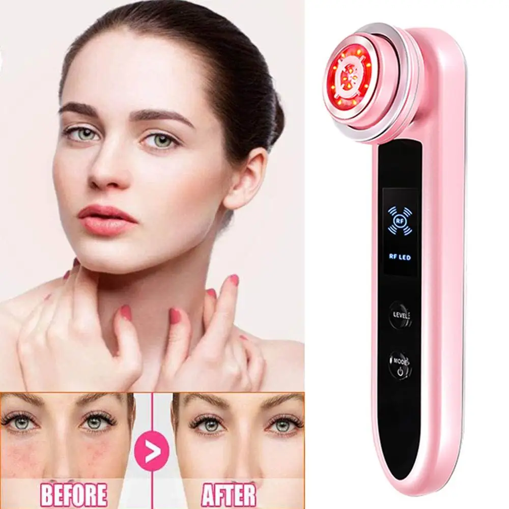 Face RF Radio Frequency Massager Acne Wrinkle Remover EMS Muscle Stimula V-Shaped Face Lifting Massager LED Phototherapy Device