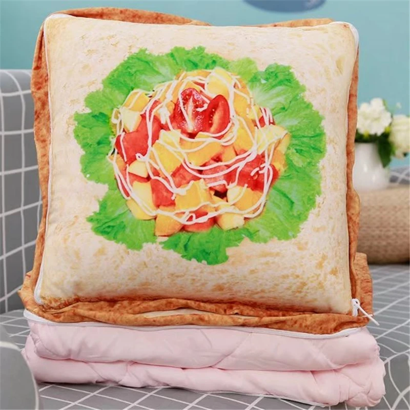 

Multifunctional pillow blanket bedside sofa back cushion simulation bread pillow quilt home decoration pillow blanket easy carry