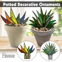 exquisite mini stained acrylic aloe potted plant decoration garden ornaments home wedding garden yard outdoor indoor decor craft