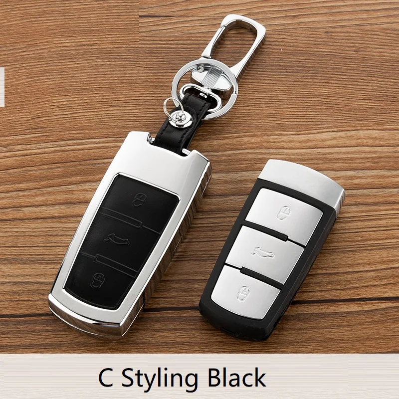 

Zinc alloy+Leather Car Key Remote Cover Case For Volkswagen Tiguan MK2 2017 2018 Magotan Passat B7 B8 CC For Skoda Superb A7