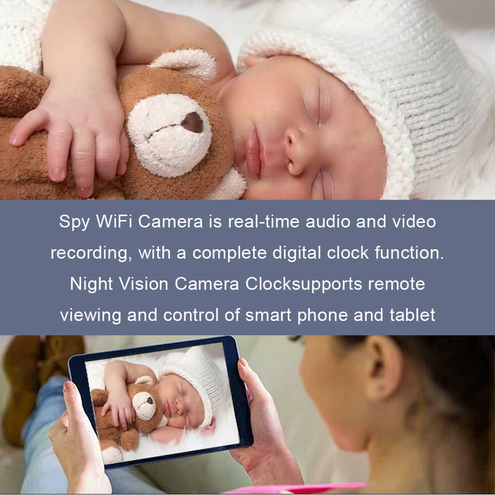 

1080P Wireless Mini Camera Wifi Secret Clock Time Alarm With Night Vision Motion Detect Sensor Remote Monitor Micro Home Camera