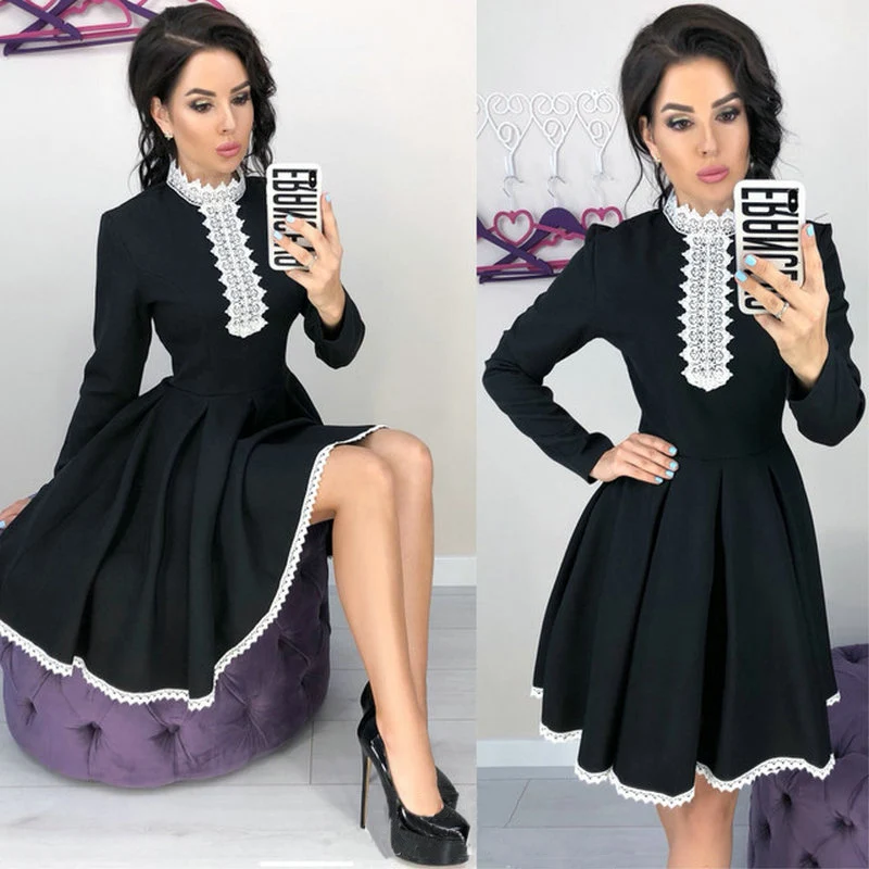 Элегантное женское мини-платье Лидер продаж синее черное Красное Кружевное