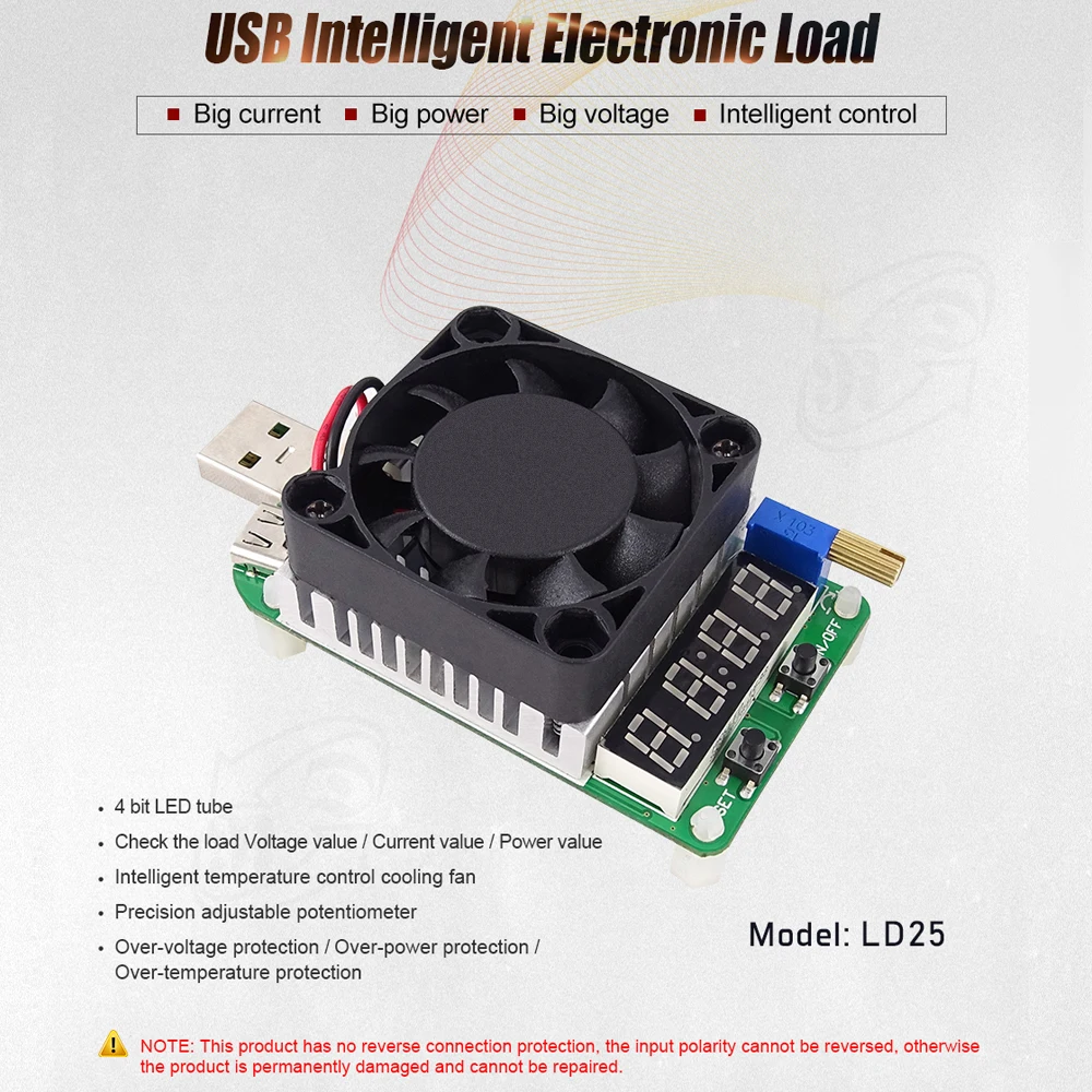 USB Интеллектуальная защита регулируемый 5A 25V 35W Вольтметр постоянного тока
