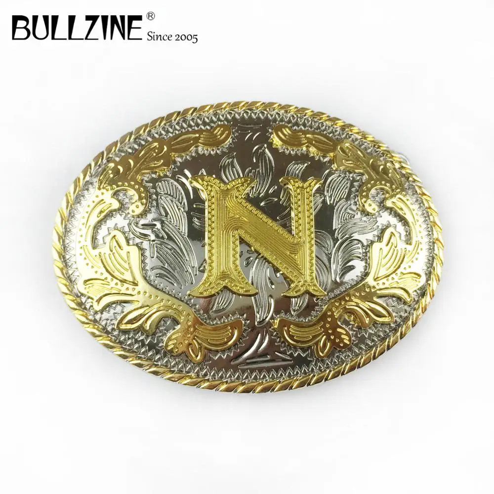 В Bullzine с цветами в западном стиле надписью &quotN&quot пряжка на ремешке серебро и