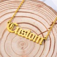personalized old english font name necklace women men gothic collar mujer customized nameplate gold chain necklaces pendents bff