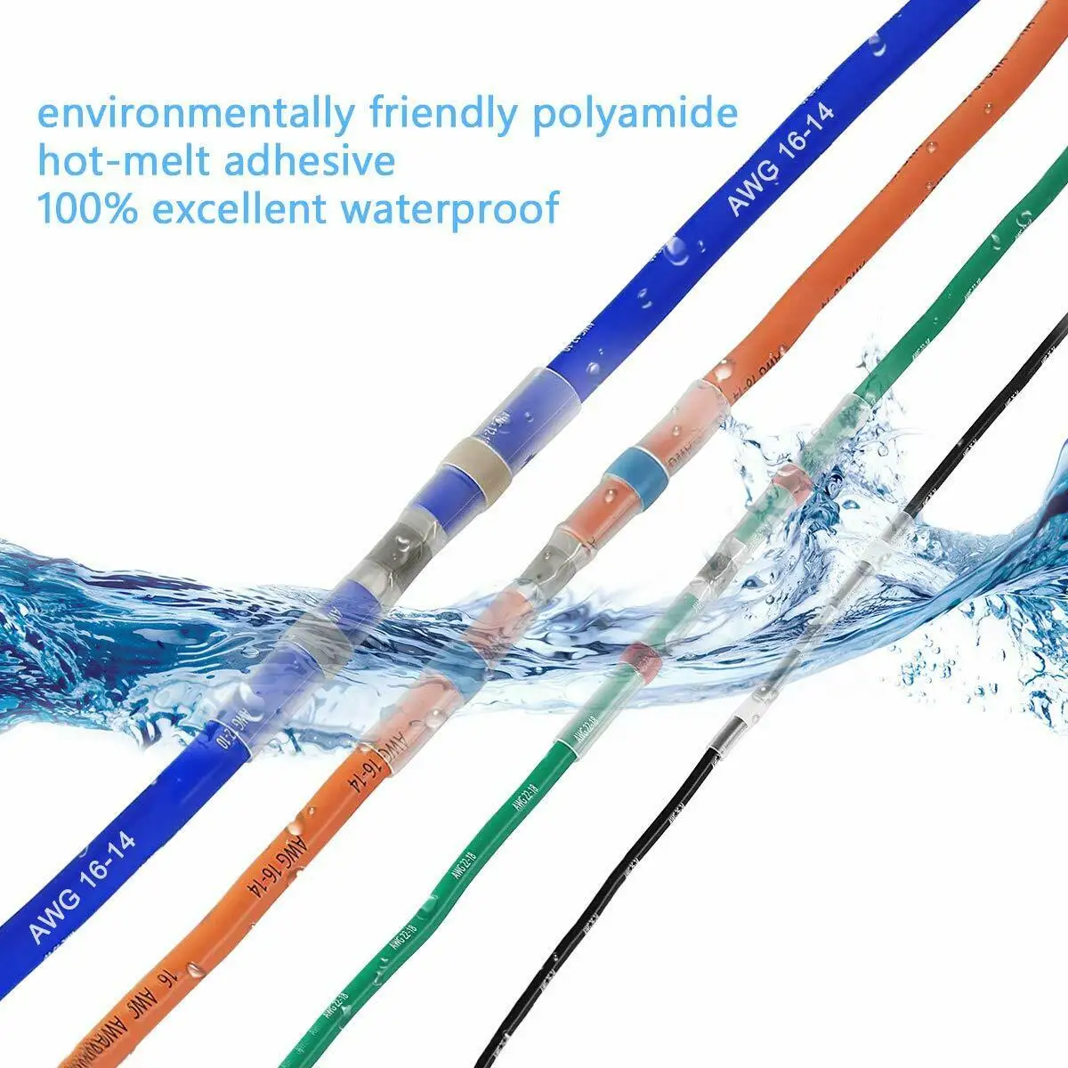 

30PCS Solder Seal Wire Connectors Heat Shrink Tube Fast Butt Connectors Waterproof Insulated Electrical Wire Terminals