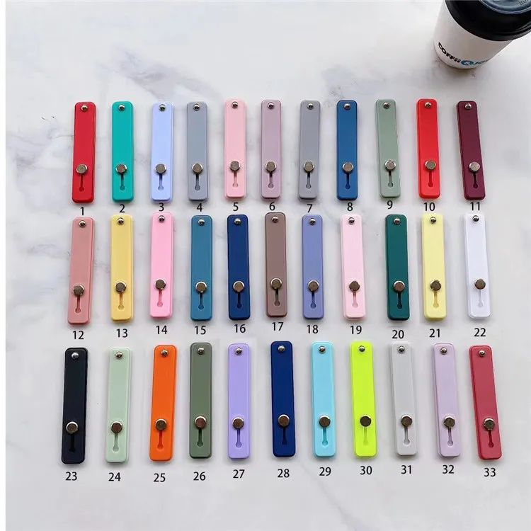 

Candy color phone case bracket wrist strap support push stretch color silicone solid color protective cover ultra-thin universal