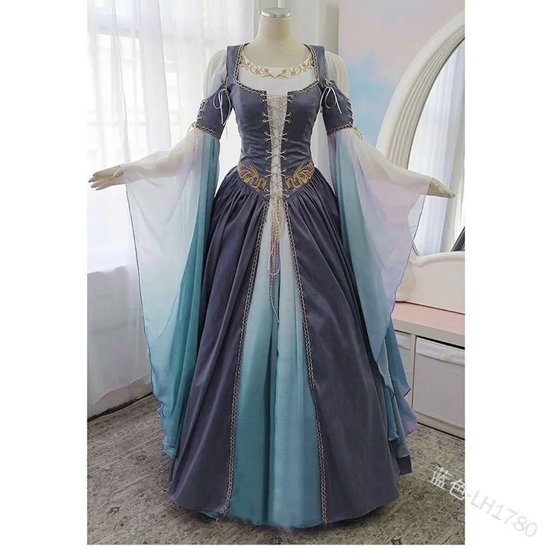 Женское платье макси для косплея винтажное готическое средневековое 5 цветов